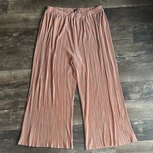 Pleated Pink Wide-Leg Pants